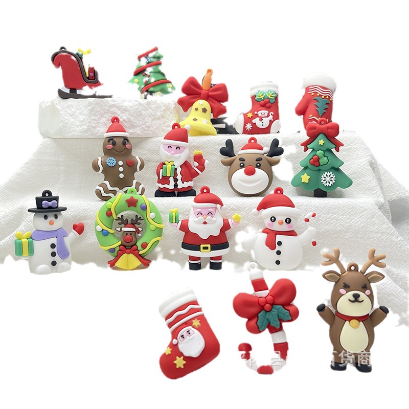 Nuevo llavero de Navidad colgante de goma suave de dibujos animados de Navidad muñeco de nieve ancianos llavero colgante de Navidad pequeño regalo