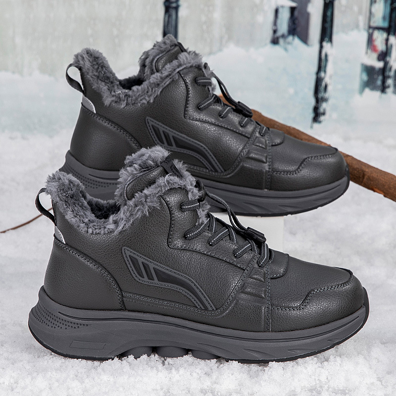 Nuevos zapatos de invierno de alta altura para mujeres con terciopelo calentador zapatos de madre impermeables antideslizantes zapatos de algodón de mediana edad ensanchados zapatos de caminar