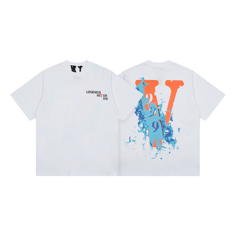 外単VLONE FOG潮牌大v字母Logo桜半袖スケッチ刺繍唇印落書きプリントtシャツ|undefined