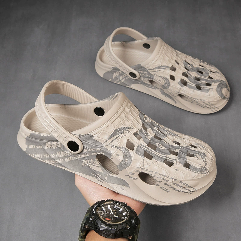 Новые летние мужские пещерные туфли, верхняя одежда из ЭВА, модная обувь с полыми птичьими гнездами, модные пляжные тапочки Баотоу на толстой подошве