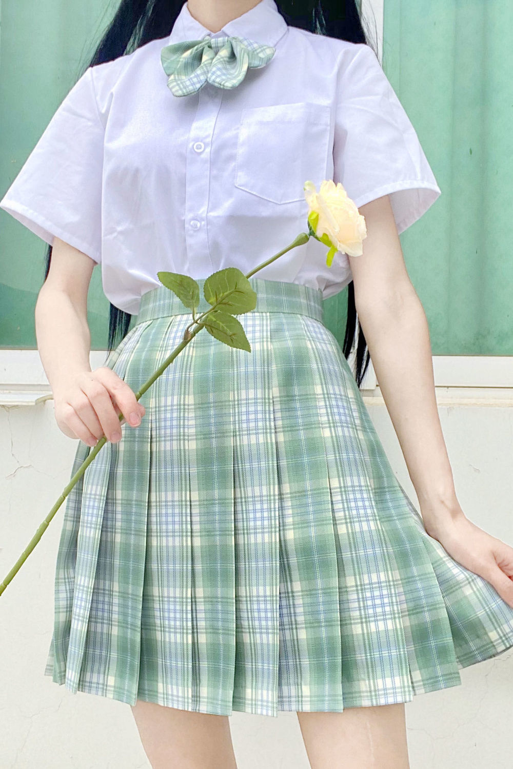 Cedar Green Plaid Skirt Jk Uniform Skirt Authentic Student Basic Style Women's Summer Pleated Skirt Half Skirt