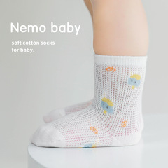 Newborn baby socks summer ice mesh baby socks boneless cartoon cute boys and girls mid-calf socks