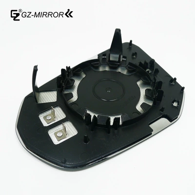 Car mirror with support plate glass lens
