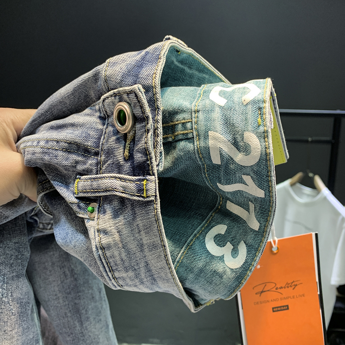 Jean délavé haut de gamme pour hommes, nouvelle marque tendance, élastique, fuselé, polyvalent, coupe ajustée, épais, printemps et automne_voghion.com