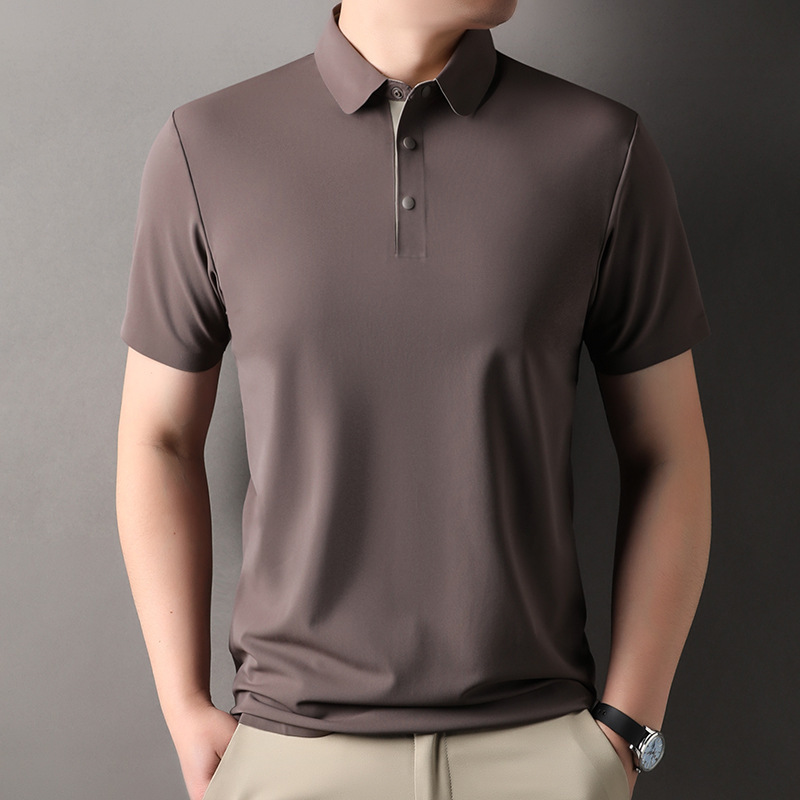 Korean-style Fashionable Short-sleeved T-shirt Men's Summer New Dad's Lap Solid Color Casual Base Shirt