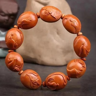 Authentic Olive Stone Bracelet for Men 1.8 Large Seed Master Hand-Carved Buddha Stone Toy Olive Stone Handle Authentic