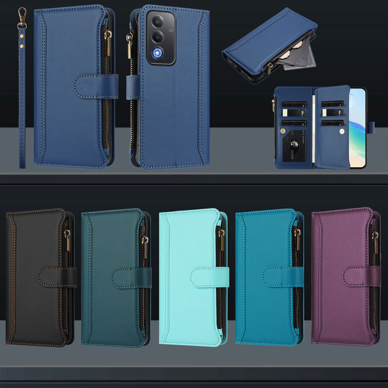 Suitable for Oppo Find X8 Pro/A98/5 Mobile Phone Case Nine-Card Magnetic Lanyard Zipper Flip Leather Case
