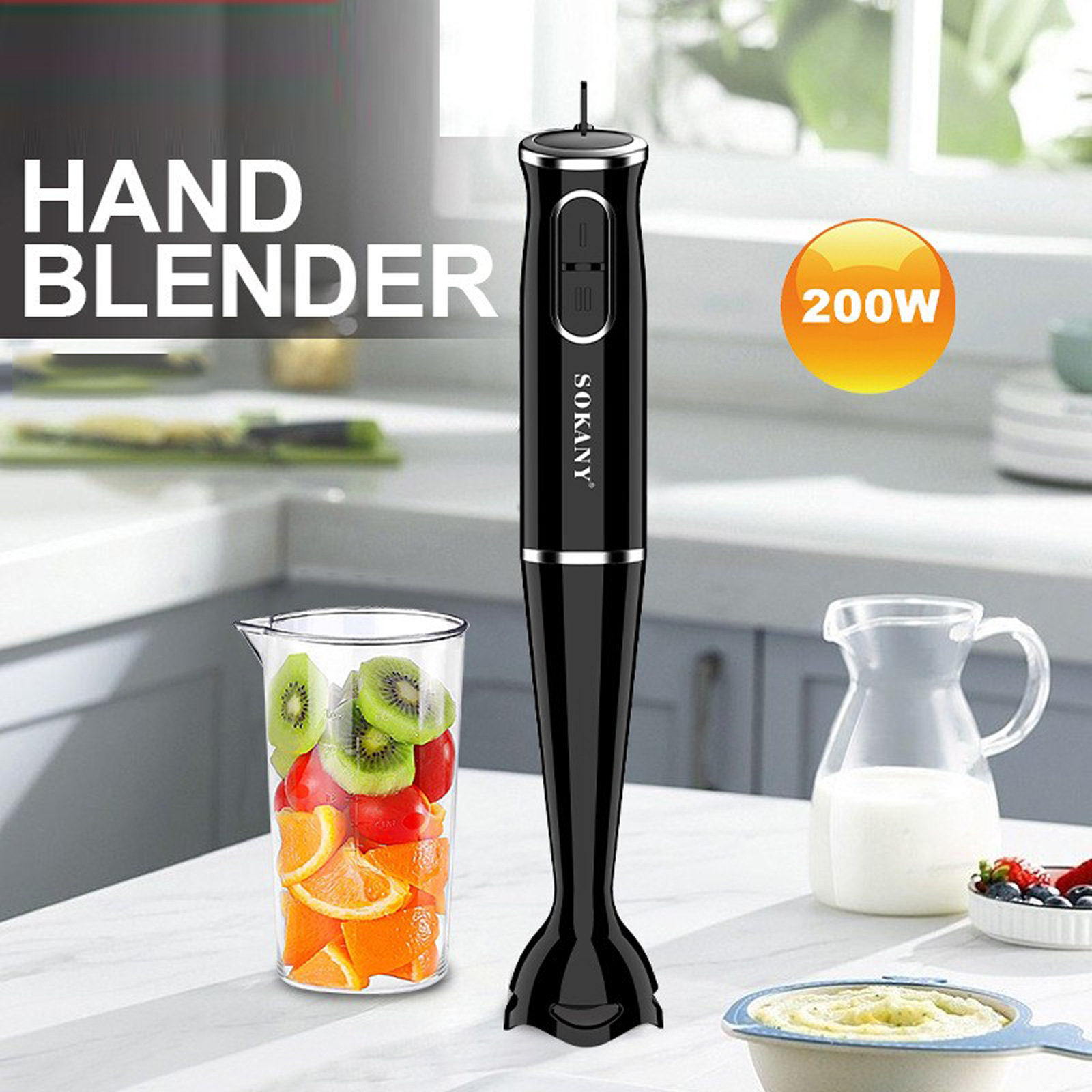 Barra de cocina transfronteriza, mezclador eléctrico de mano multifuncional, cabezal de corte de acero inoxidable, pequeño suplemento alimenticio para bebés, exprimidor