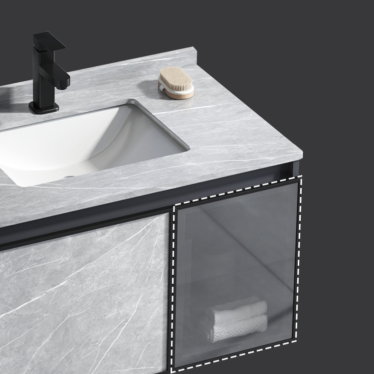 Cuarto de baño lavabo gabinete combinación Placa de roca cuenca integrada espacio aluminio mueble de baño moderno Luz de lujo lavabo mesa de lavado