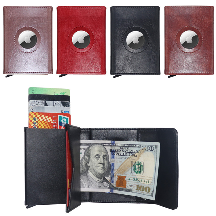 Creative men's bullet card wallet airtag protective cover credit card imitation magnetic RFID automatic bullet card metal aluminum shell