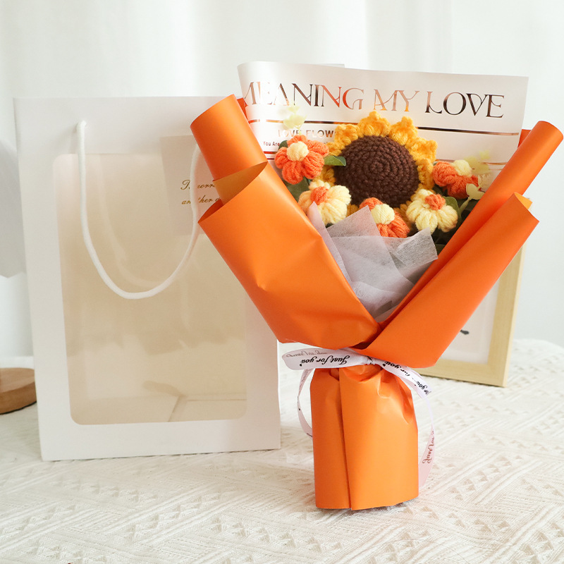 Orange Korean Wool Sunflower Color + Window Tote Bag