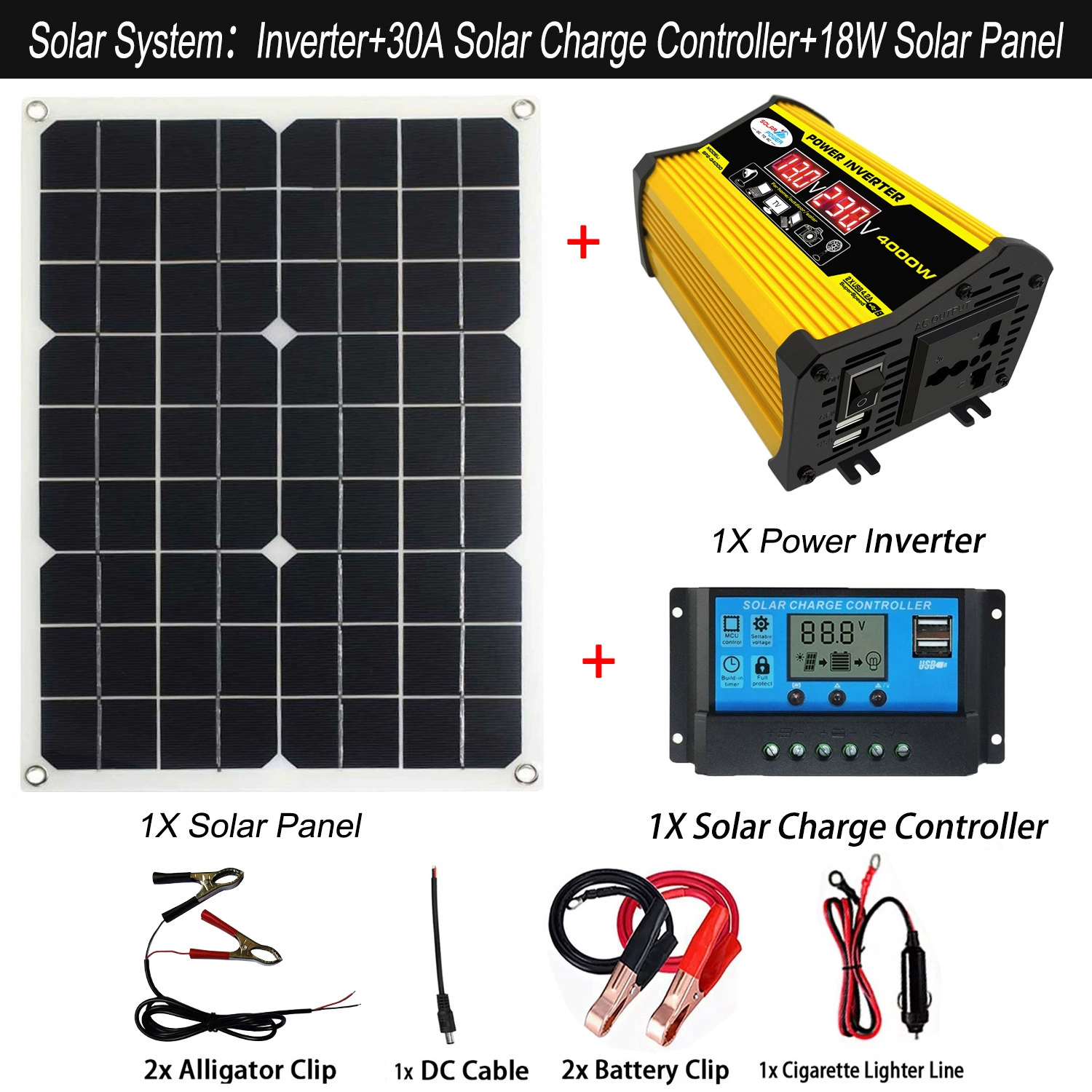 Controller solar-powered, 300W, generating electricity, 12v, 220v, 110v, 18W