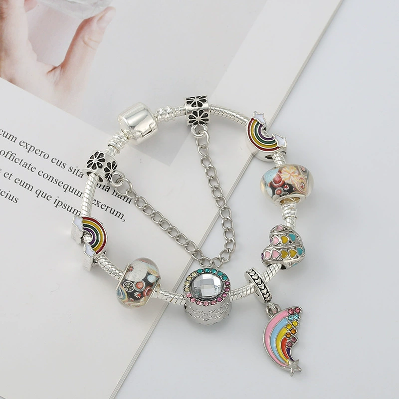Летняя радужная серебряная bracelet, аксессуар