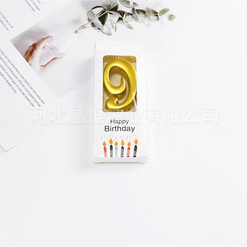 金メッキデジタルキャンドル誕生日パーティーケーキ装飾金銀色輝く時空0-9デジタルキャンドルボックス