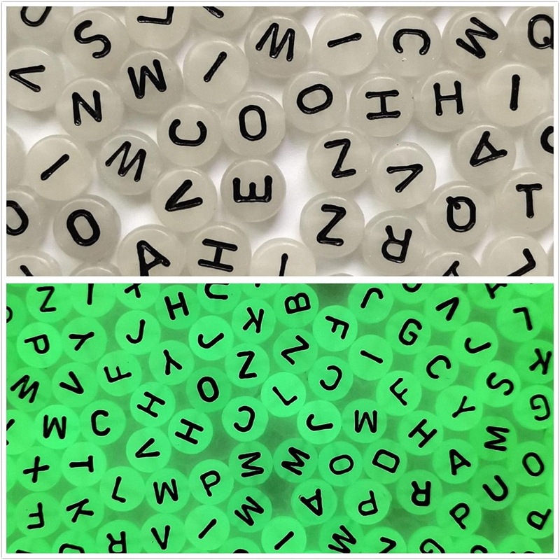 4*7MM acrylic English alphabet beads luminous black luminous friendship bracelet DIY jewelry accessories Amazon