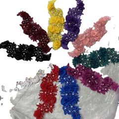 新款縫珠花邊貼花鑽花邊繩繡刺繡對花 服裝輔料