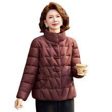 时尚棉衣女短款冬季新款女装时尚修身棉服妈妈装毛线翻领棉袄外套