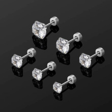 四爪锆石耳钉男钛钢新款时尚潮流耳骨针女简约高级感百搭耳饰批发