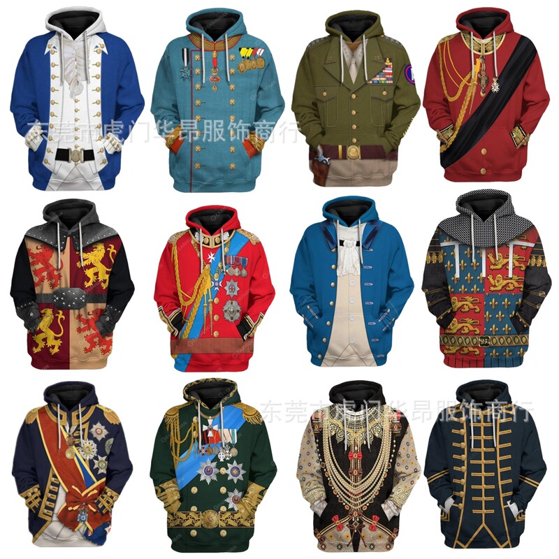 2023 cross-border Christmas European and American historical figures peripheral uniform hooded sweater men's 3D digital printing hoodie