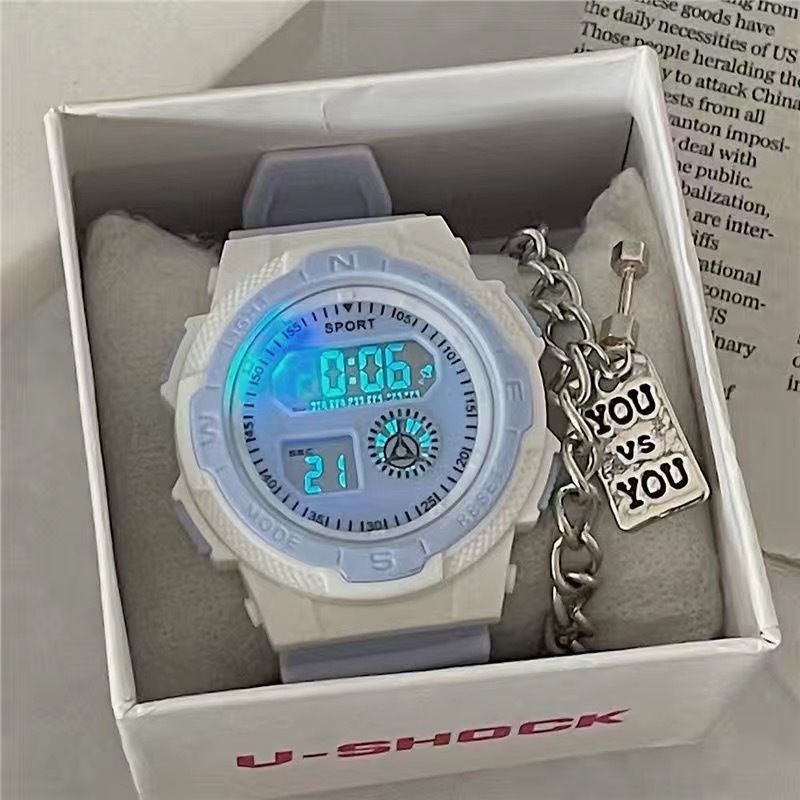 Unicorn Sports Digital Watch for Female Students, Ins-Style Multifunctional Waterproof Luminous Cool Trendy Men's Sports Model