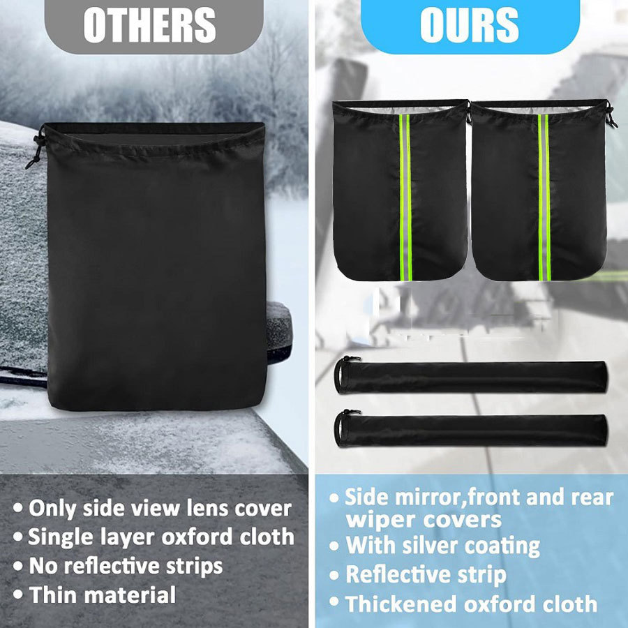 4-piece set of side mirror cover and windshield wiper protection cover winter anti-frost and snow car protection cover