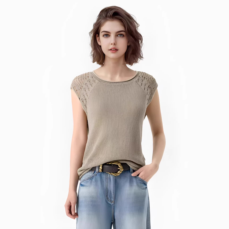 Ir2026 Spring New Style Linen Cotton Crochet Sweater Cut Out Sleeveless Vest French Accessible Luxury Knitted Sweater Women's Top Ir2026 Spring New Style Linen Cotton Crochet Sweater Cut Out Sleeveless Vest French Accessible Luxury Knitted Sweater Women's Top