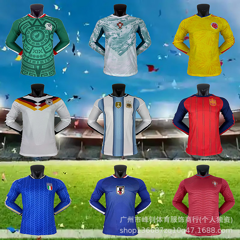 Long-Sleeved Player Version Football Jerseys Argentina Mexico Spain Germany Wholesale 2026 World Cup
