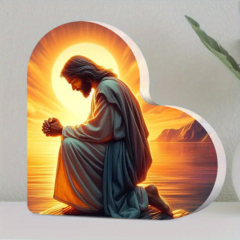 1 件心形压克力圣诞桌面装饰，圣诞宗教装饰，圣诞和告别礼物，家