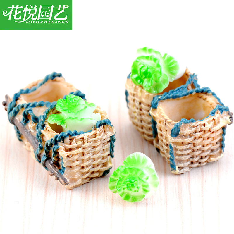 Moss 마이크로 풍경 창조적 인 녹색 식물 선물 Zakka 수지 등나무 바구니 장식 장식품