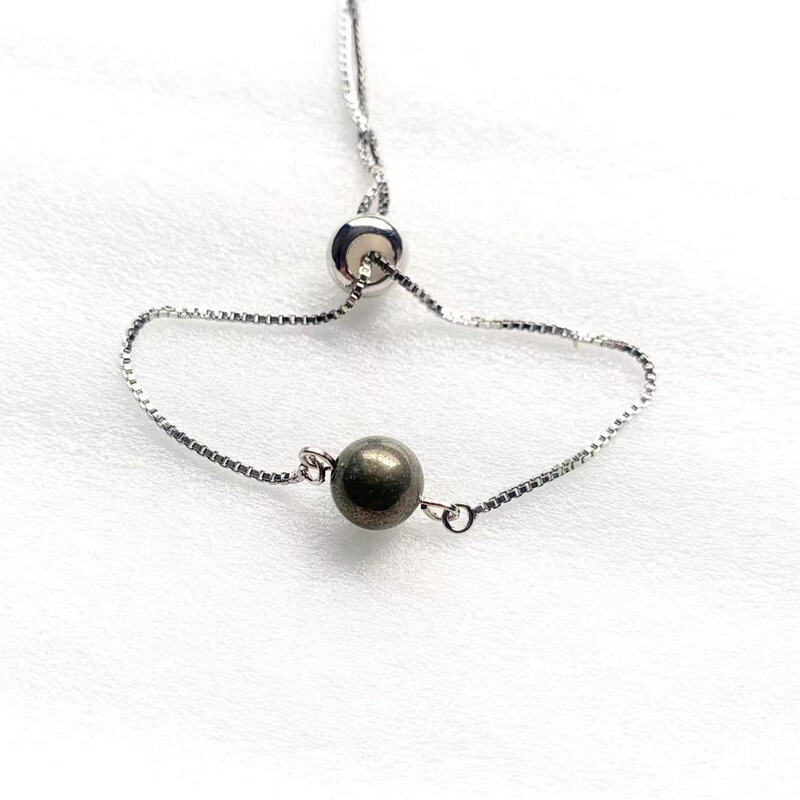 Natural Pyrite Bracelet Stainless Steel Single Bead Lucky Fortune Stone Bracelet Adjustable Jewelry Cross-border tk Europe and America