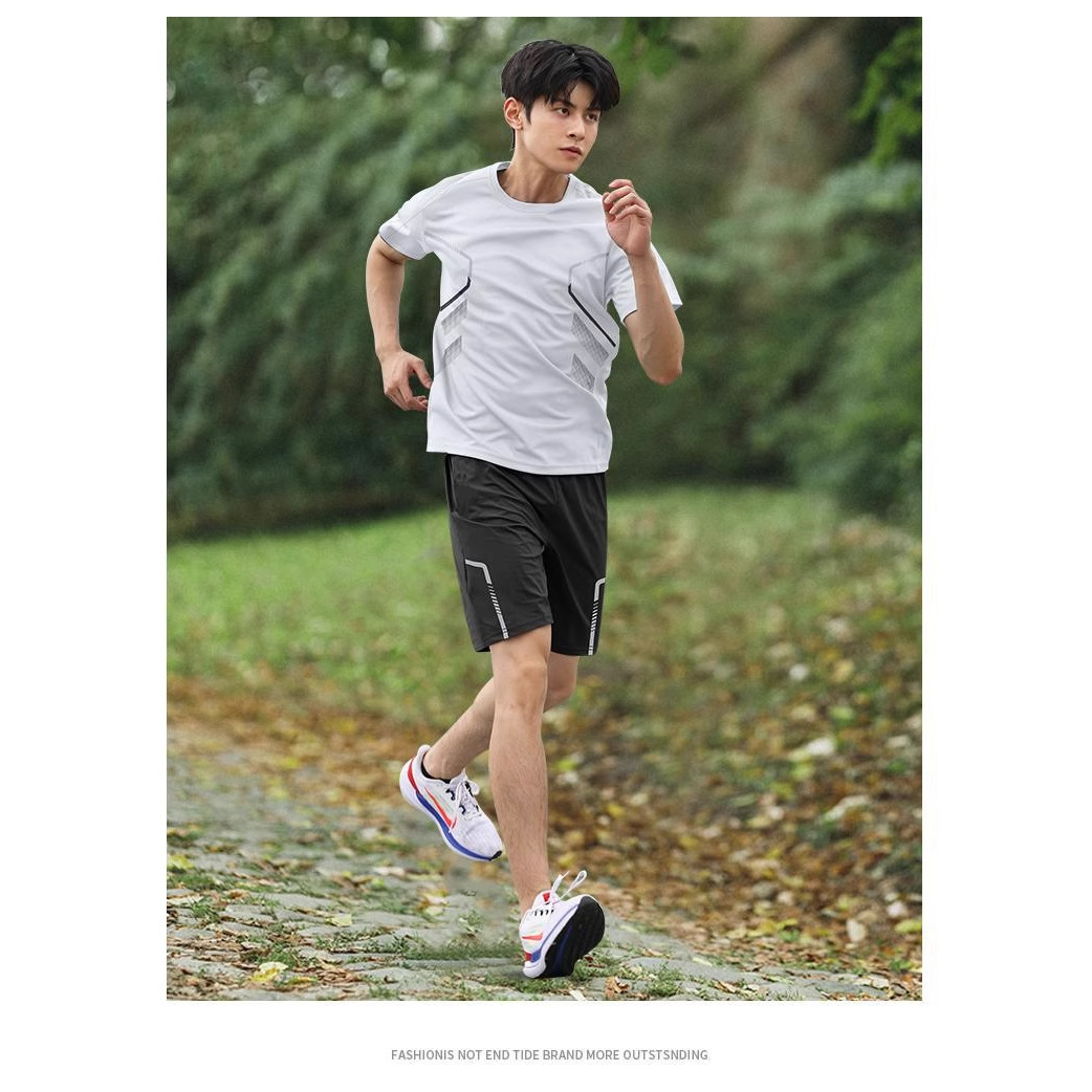 Personalizada 2026 hielo de verano rápido baloncesto mangas cortas plumas ropa de fitness set hombre running panty sueltos