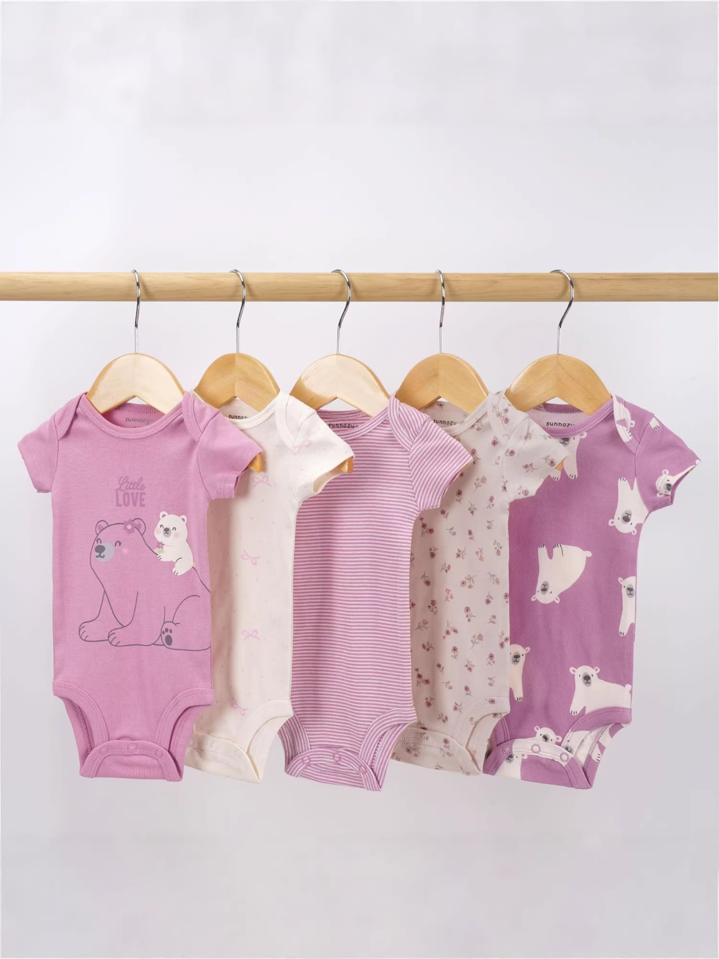 Bebés y bebés Sunnozy comercio exterior lindos mangas cortas chaqueta de triángulo conjunto de escalada fábrica al por mayor