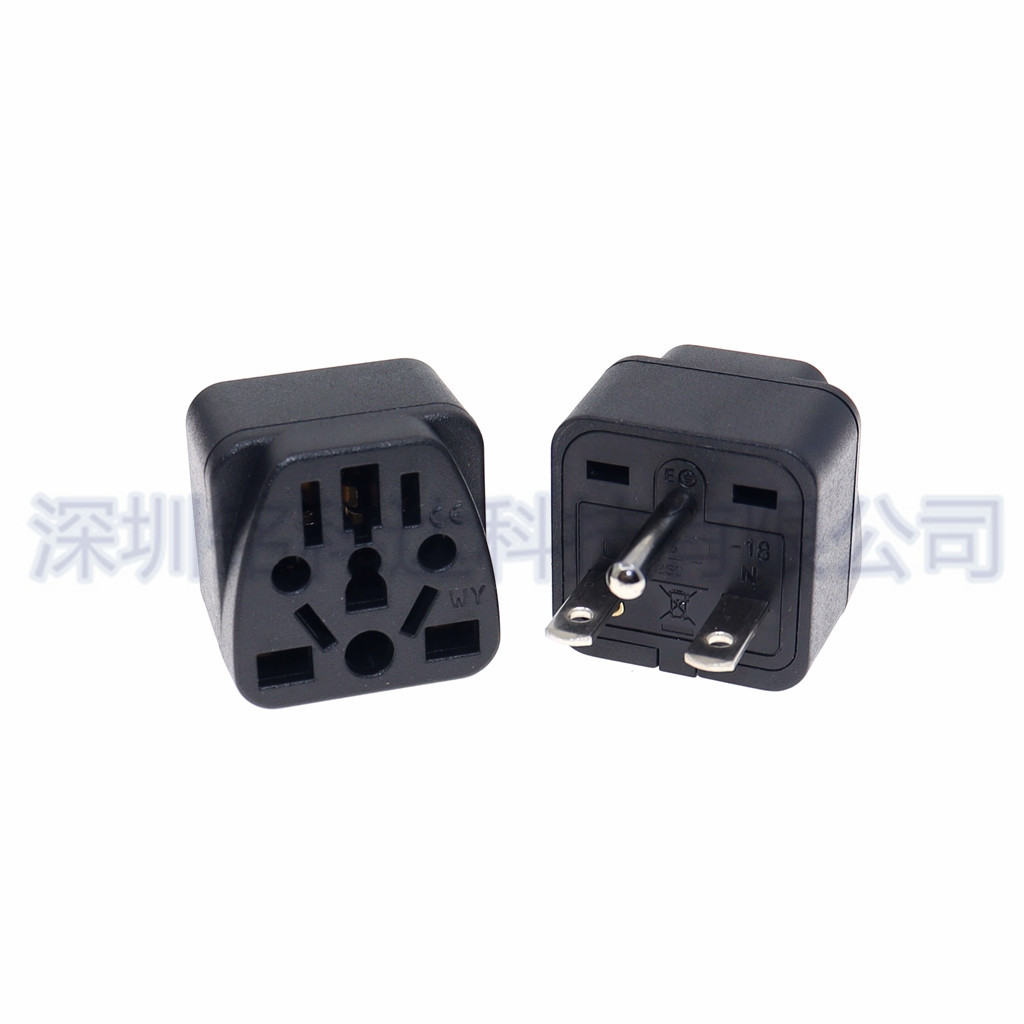 美标转换插头 美式T型转多功能孔欧式英式澳式美式多用转换WY-18