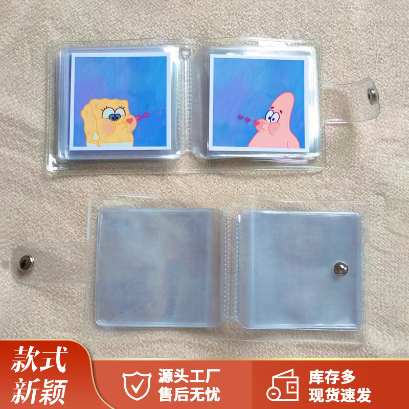 3inch 정사각형 사진첩 맞춤형 휴대용 투명 유화 앨범 스냅 버튼 대형 사진 신분증 사진 보관 pp 사진첩