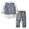 Long-sleeve for boys, vest, trousers, bow tie, set, children's clothing, 4 piece set