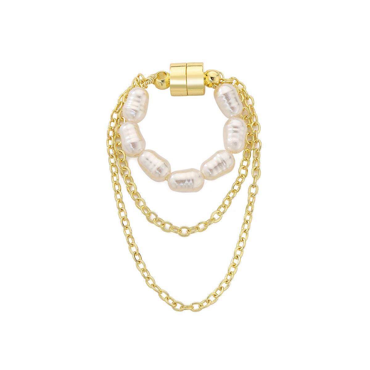 Polished Finish 1 Piece Modern Style Geometric Imitation Pearl Iron Ear Cuffs