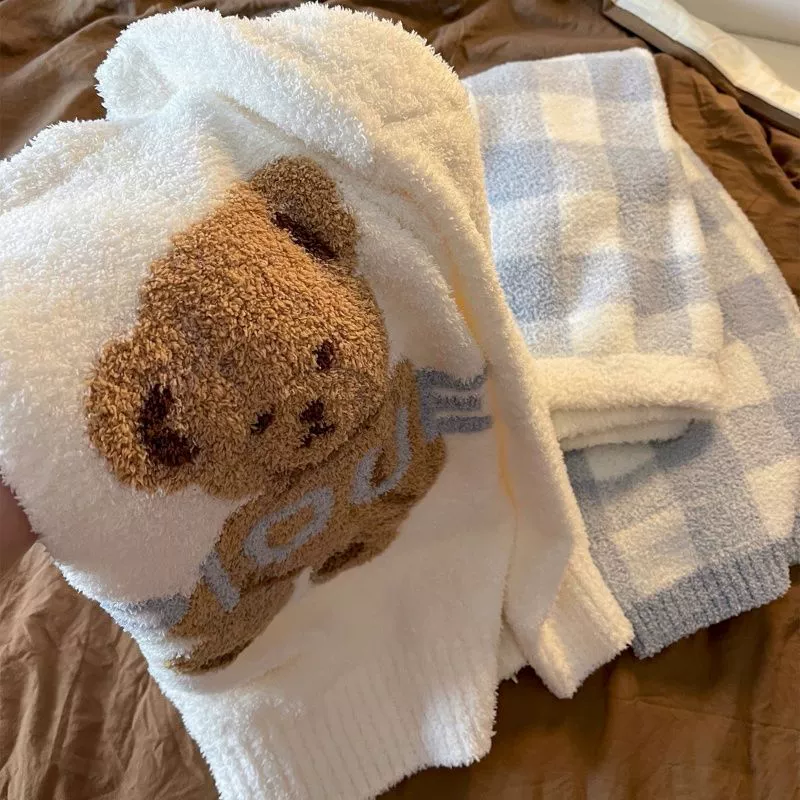 Зимний пижамный комплект, коралловый бархат тёплый фланелевый мультяшный милый длинный рукав, оптом