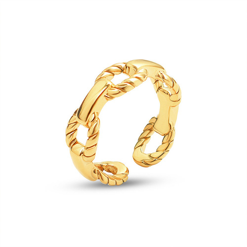 Euramerican Fashion Hip-Hop Style Hollow Chain Ring Creative Design Titanium Steel Plated 18K Gold Finger Accessory A127