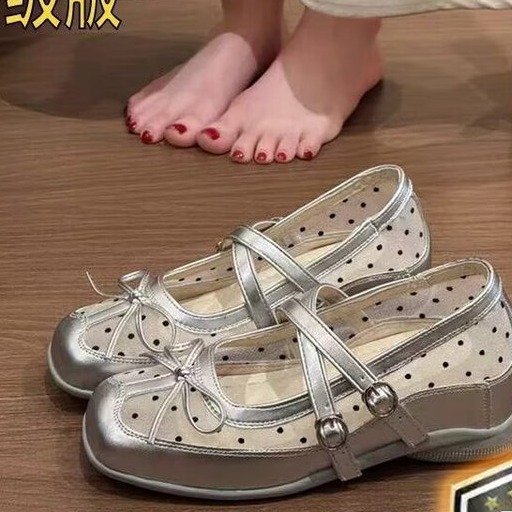 2026 nuevos zapatos de verano con arco de botón superficial zapatos de malla simple zapatos deportivos casuales transpirables