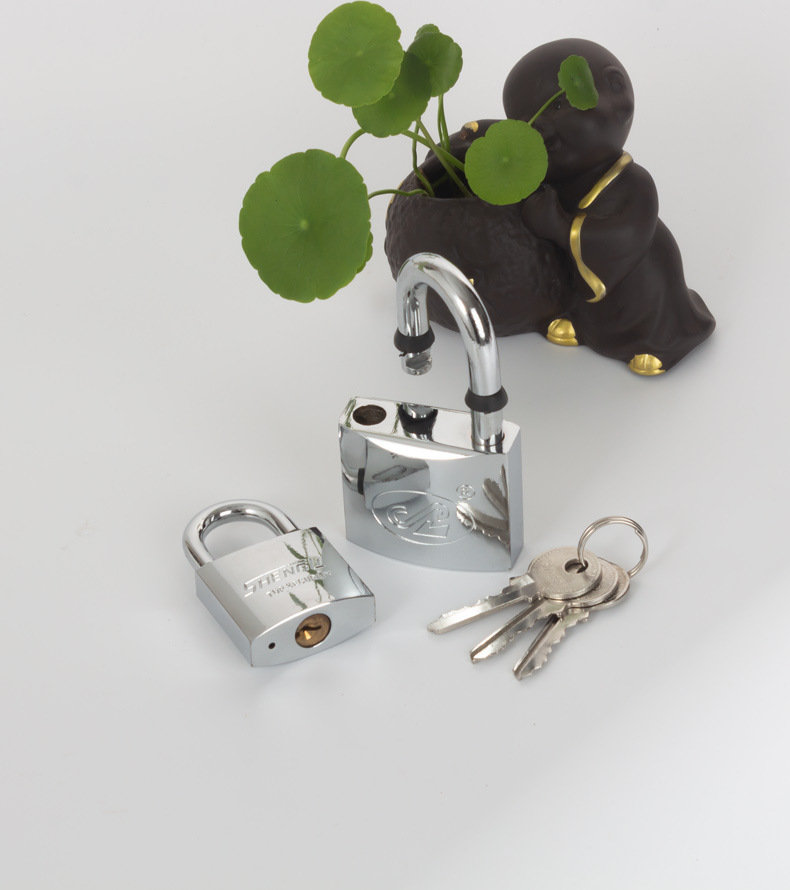 Factory customized single-line arc-shaped chrome-plated iron padlock, copper core padlock, foreign trade order padlock customization, packaging customization pic 6