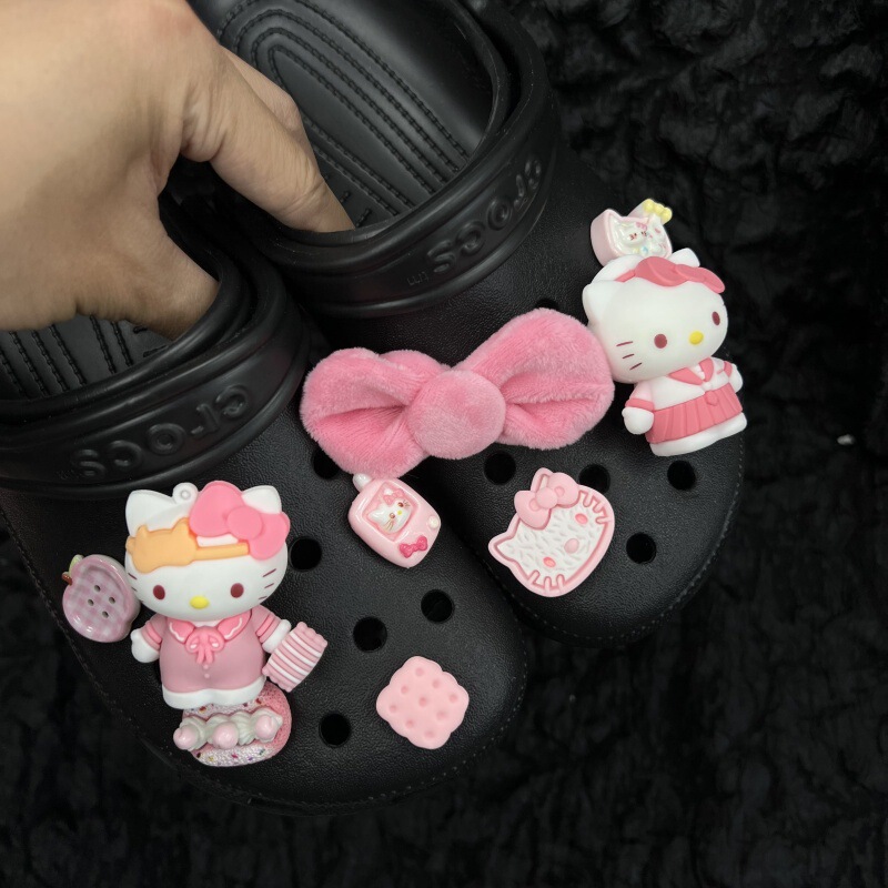 Pink Fantasy Kitty Cat Cave Shoes Shoe Flower Fun Design DIY Pink Girl Heart Shoe Buckle Upper Decoration