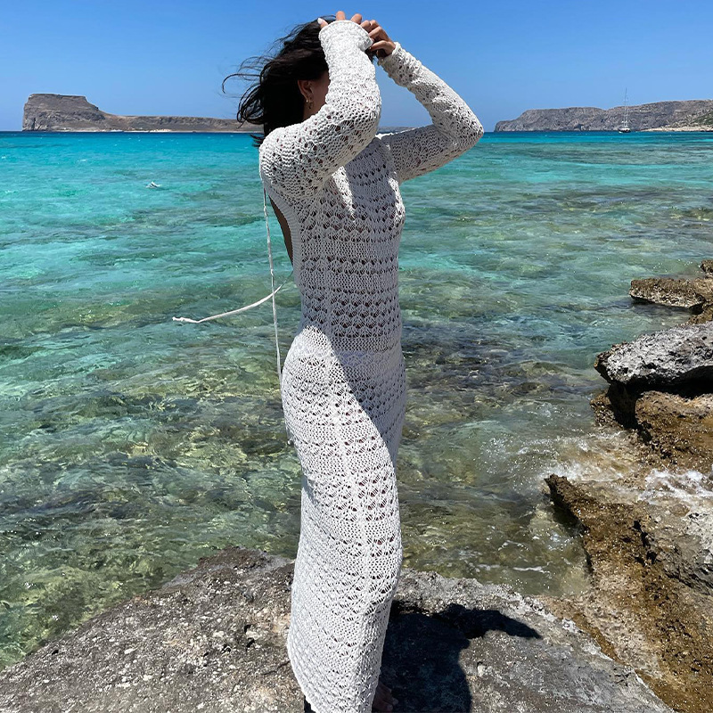 Backless Tie Up Crochet Dress