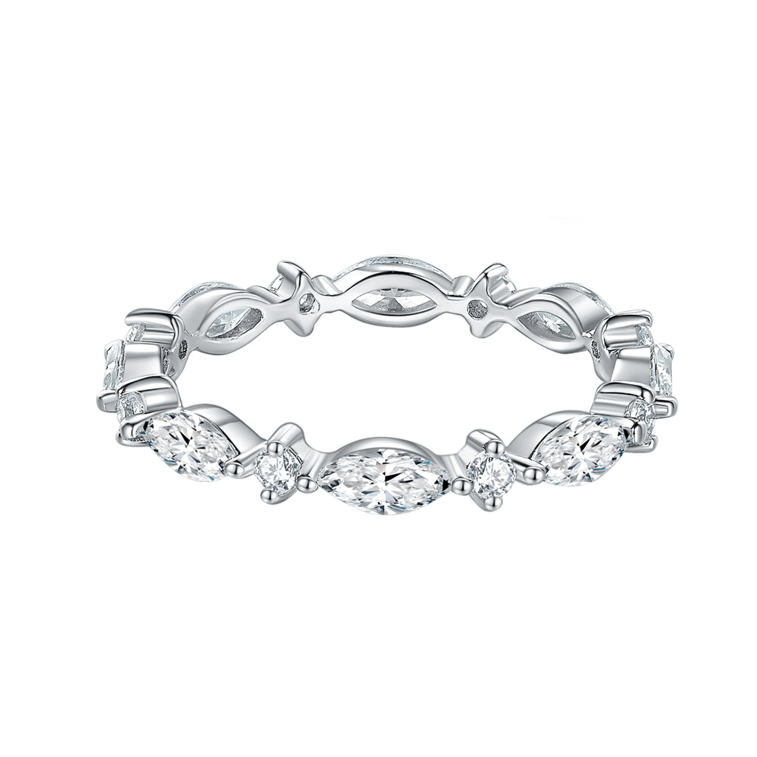 Nuevo estilo transfronterizo venta caliente estilo europeo y americano S925 plata de ley con incrustaciones de platino Moissanstone anillo clásico simple para mujer