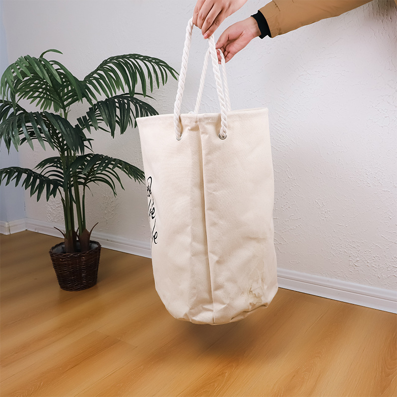 Cesta de ropa sucia de lona, oreja de cuerda de algodón, cesta de almacenamiento simple de vida, barril de almacenamiento, dormitorio doméstico, ropa interior, ropa