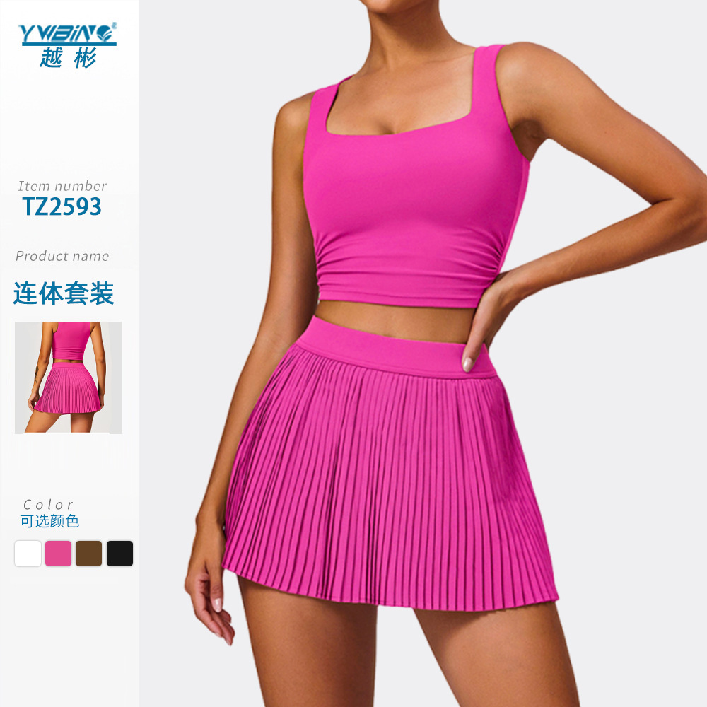 Nuevo conjunto de deportes al aire libre de nube transpirable, mujer ajustada, yoga, cintura y cintura, falda de fitness