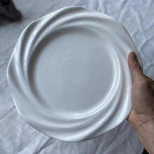 创意高级酒店纯白色菜盘平盘汤盘欧式盘子陶瓷餐盘牛排盘西餐餐具