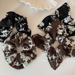 复古针织花藤大肠发圈头花气质丸子头头绳女新款扎马尾发绳发饰