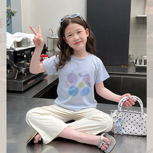 女童薄款短袖t恤儿童洋气韩版上衣大童宽松小衫女孩2025夏装新款