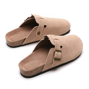 Closed toe slippers female couple Cork slippers wish cross-border plus size foreign trade Roman shoes casual half slippers lazy shoes fashion