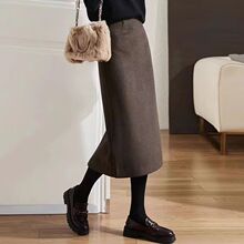 新款黑色直筒春秋加厚毛呢半身裙女高腰显瘦冬季a字群包臀一步裙